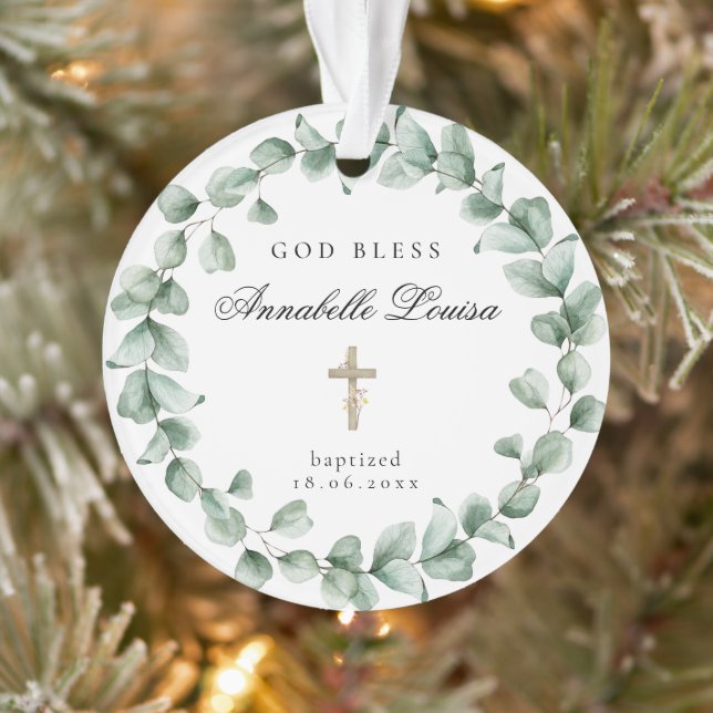 God Bless Baptism Eucalytus Ornament (Tree)