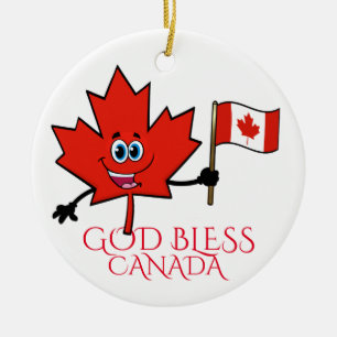 God Bless Canada Ceramic Ornament