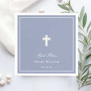 God Bless Cross Boy Baptism Napkin