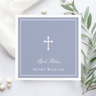 God Bless Cross Boy Baptism Napkin