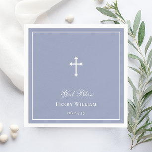 God Bless Cross Boy Baptism Napkin