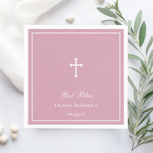 God Bless Cross Girl Baptism Napkin