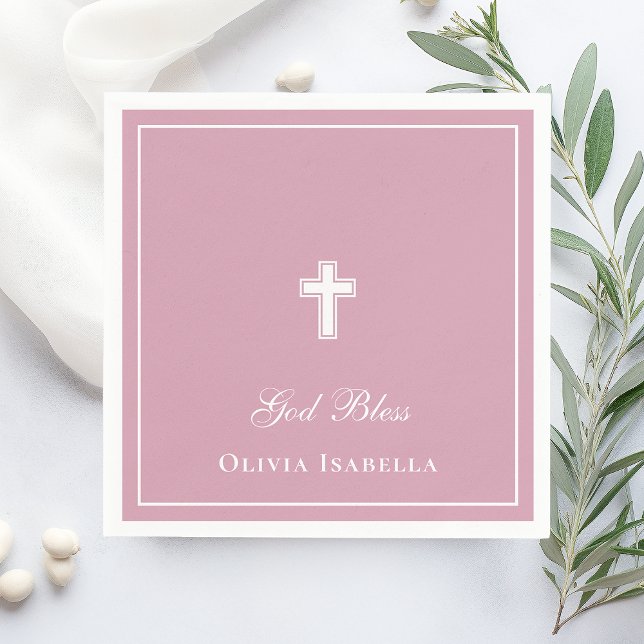 God Bless Cross Girl Baptism Napkin (Creator Uploaded)