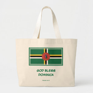 GOD BLESS DOMINICA Patriotic Dominican Flag Large Tote Bag