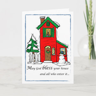 God Bless House Christmas Holiday Card