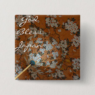 god bless japan 15 cm square badge