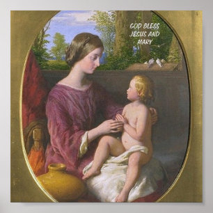 GOD BLESS JESUS AND MARY POSTER