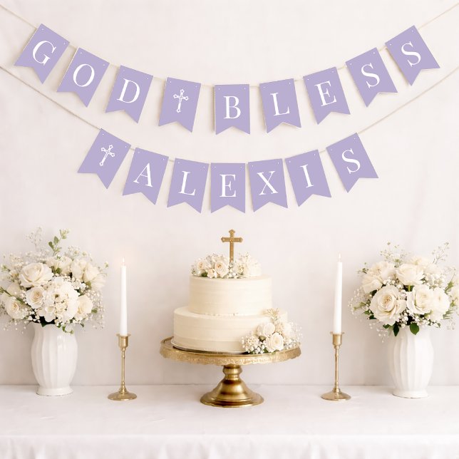 God Bless Lavender 6 Letters Baptism Communion Bunting (Creator Uploaded)