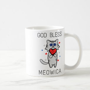 God Bless Meowica Funny Patriotic America Cat Usa Coffee Mug
