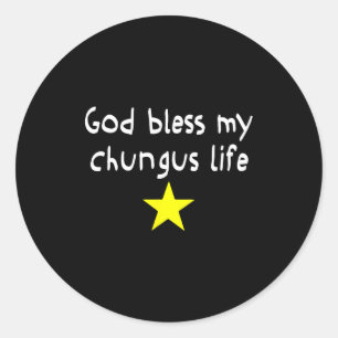 God Bless My Chungus Life, Funny Brainrot Meme Gen Classic Round Sticker