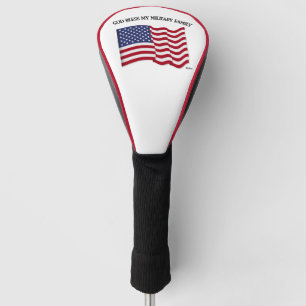 GOD BLESS MY MILITARY FAMILY with US flag Golf Head Cover