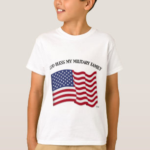 GOD BLESS MY MILITARY FAMILY with US flag T-Shirt