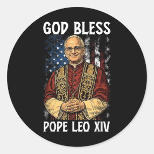God Bless New Pope Leo Xiv Catholic Church Faith S Classic Round Sticker