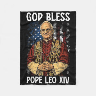 God Bless New Pope Leo Xiv Catholic Church Faith S Fleece Blanket