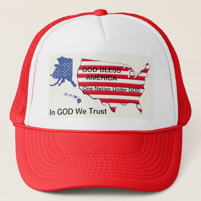 GOD Bless...One Nation...We Trust Trucker's Hat (Front)
