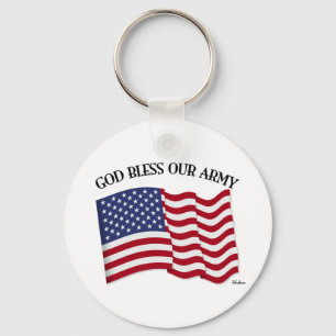 GOD BLESS OUR ARMY with US flag Key Ring