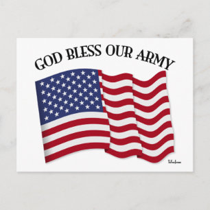 GOD BLESS OUR ARMY with US flag Postcard