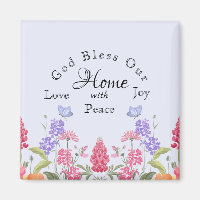 God Bless Our Home Blue Floral Wildflowers