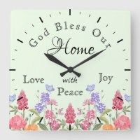 God Bless Our Home Floral Wildflowers Green