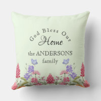 God Bless Our Home Green Wildflower Family Name
