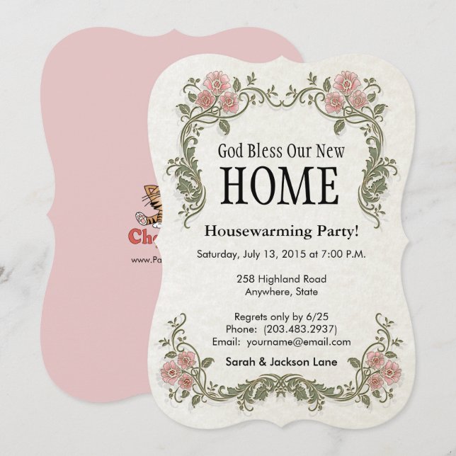 God Bless Our Home: Personalised Invitation (Front/Back)