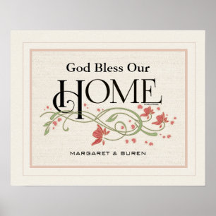 God Bless Our Home: Personalised Poster