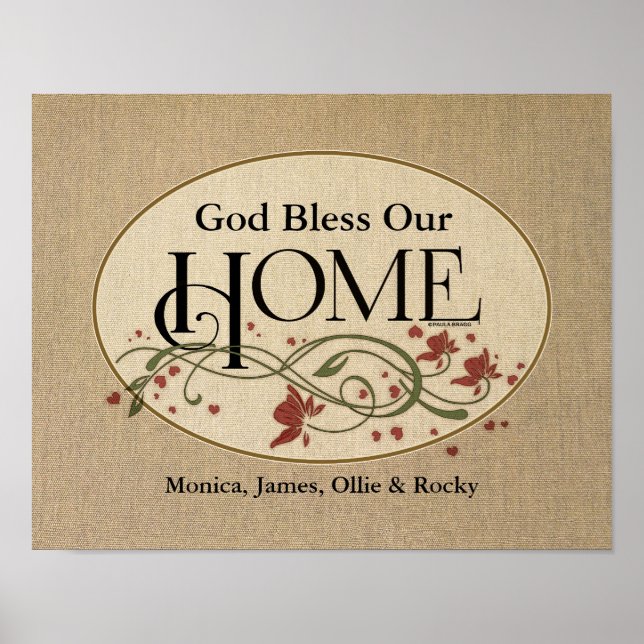 God Bless Our Home: Personalised Poster (Front)