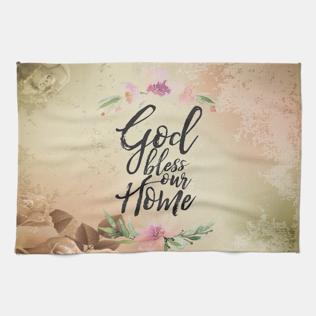 God bless our home tea towel (Horizontal)