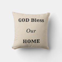 God Bless our Home Throw Pillow
