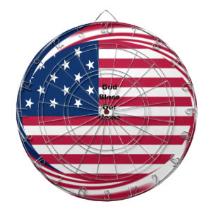 God Bless Our Home: USA Flag Swirl Art Dartboard