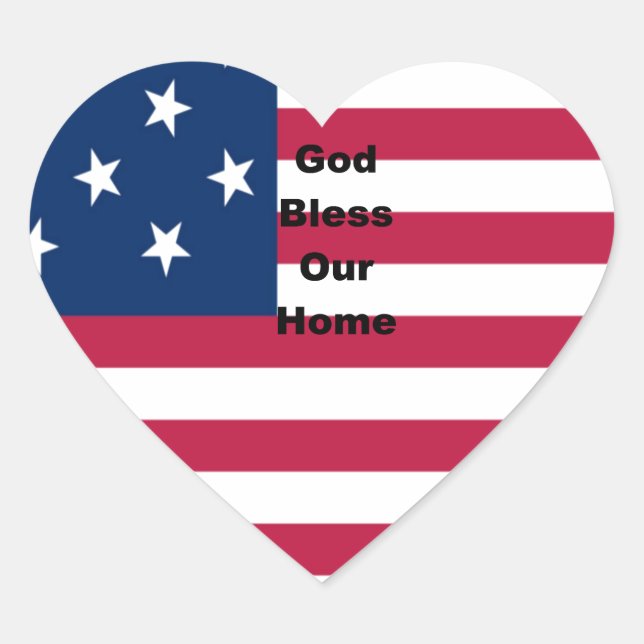 God Bless Our Home: USA Flag Swirl Art Heart Sticker (Front)