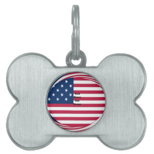 God Bless Our Home: USA Flag Swirl Art Pet Tag