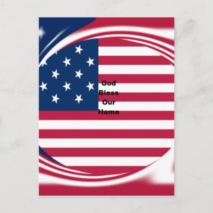 God Bless Our Home: USA Flag Swirl Art Postcard