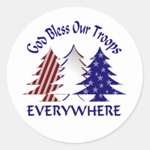 God Bless Our Troops Classic Round Sticker