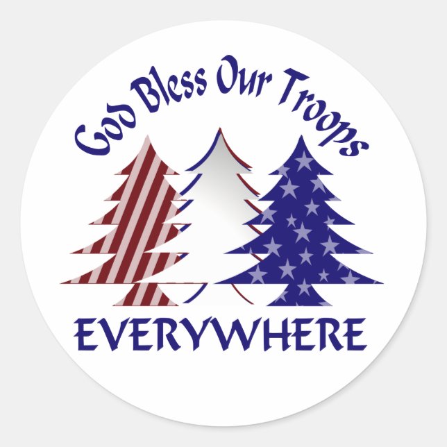 God Bless Our Troops Classic Round Sticker (Front)