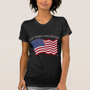 God Bless Our Troops with US flag T-Shirt