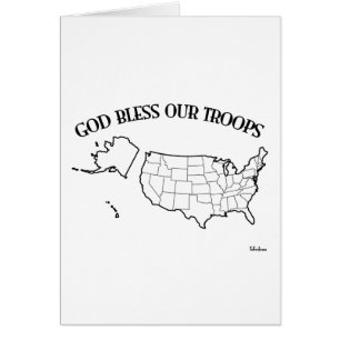 God Bless Our Troops with US outline