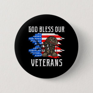God Bless Our Veterans Memorial Day 6 Cm Round Badge