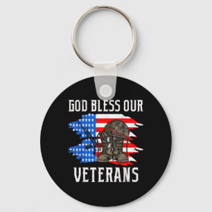 God Bless Our Veterans Memorial Day Key Ring