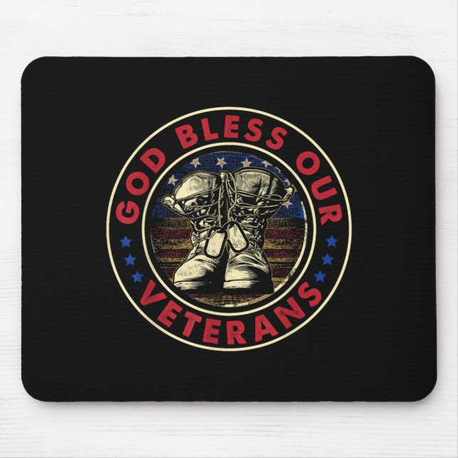 God Bless Our Veterans Memorial Day Mouse Pad (Front)