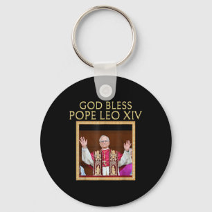 God Bless Pope Leo Xiv Catholic Portrait Religious Key Ring