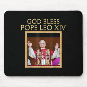 God Bless Pope Leo Xiv Catholic Portrait Religious Mouse Pad
