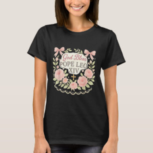 God Bless Pope Leo Xiv Retro Floral Catholics T-Shirt