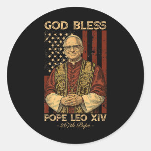 God Bless Pope Leo Xiv Robert Francis Prevost Amer Classic Round Sticker