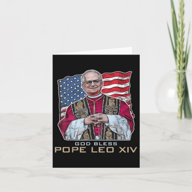 God Bless Pope Leo Xiv Robert New Pope Retro Ameri Card (Front)
