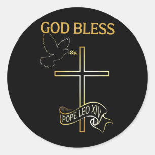 God Bless Pope Leo Xiv Vintage Christian Classic Round Sticker