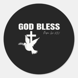 God Bless Pope Leo Xiv Vintage Christian Classic Round Sticker