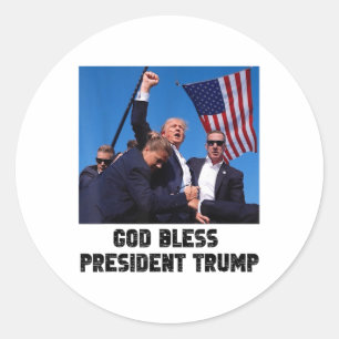 God Bless President Trump, Donald Trump 2024 _1 Classic Round Sticker
