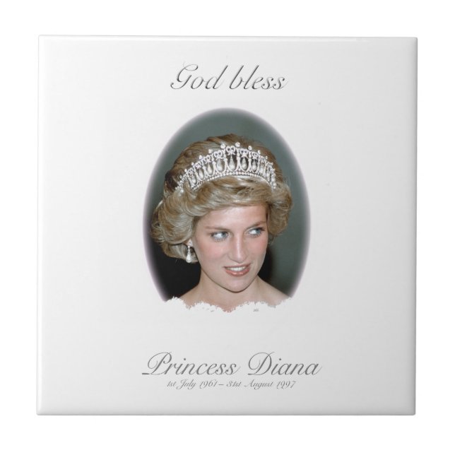 God Bless Princess Diana - Remembrance Ceramic Tile (Front)