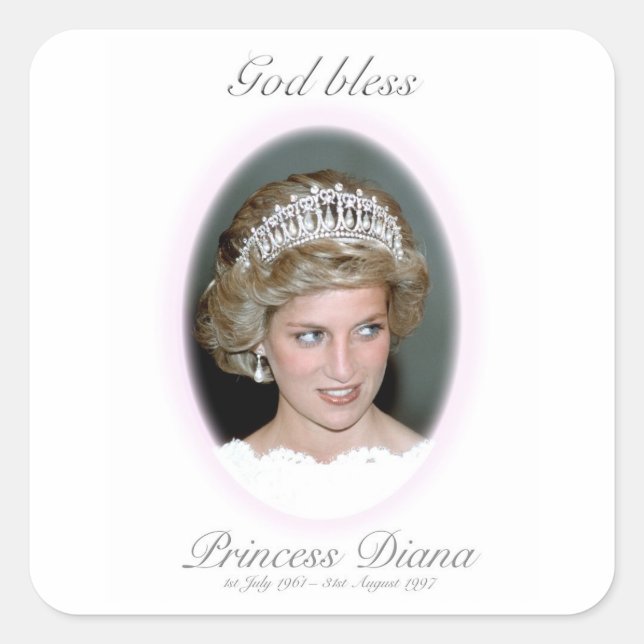 God Bless Princess Diana Square Sticker (Front)